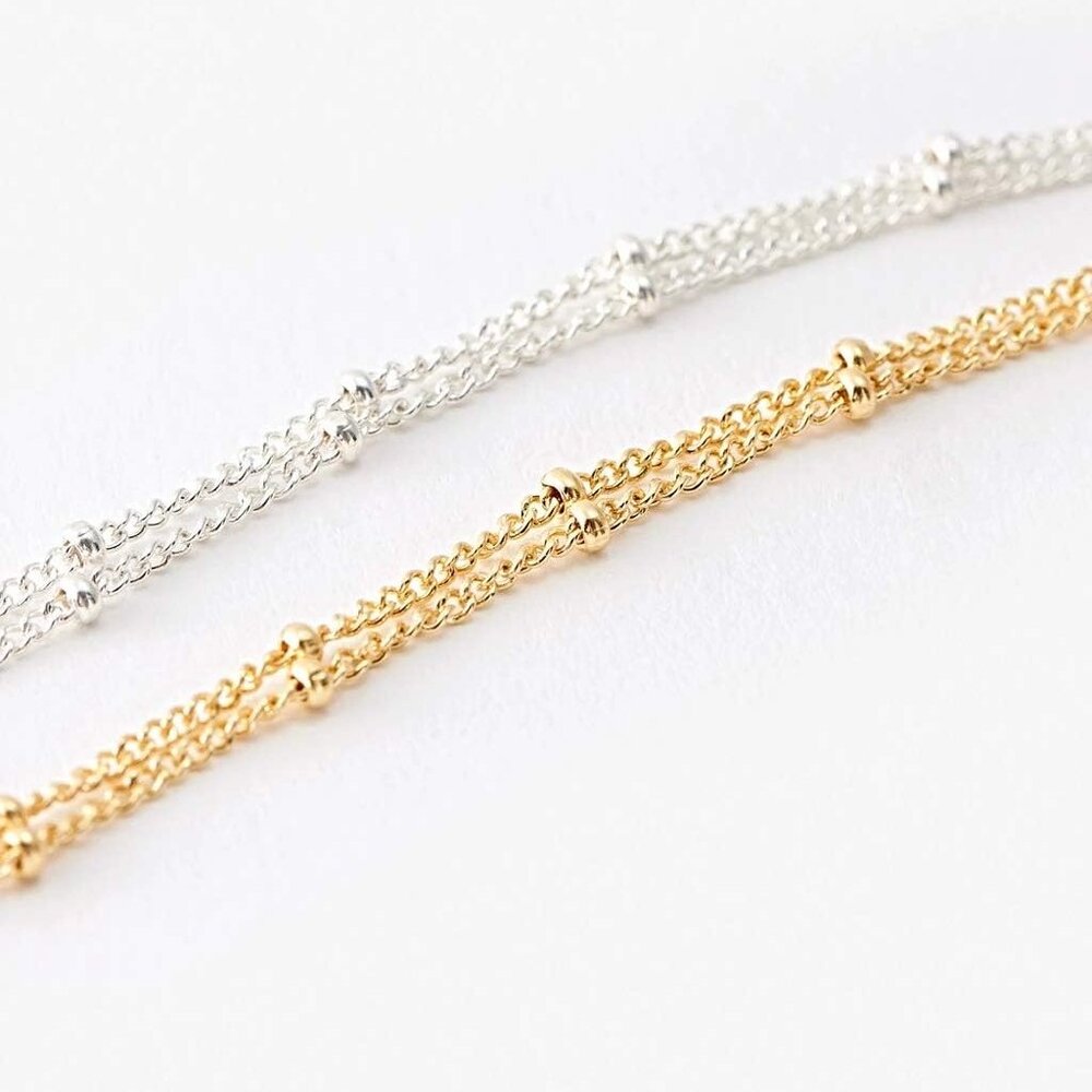 Dainty Gold Chain Choker Necklace 14K Gold Plated Handmade Boho Cute Tiny Beaded - Picture 5 of 7
